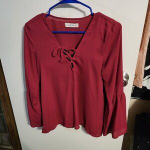 WOMANS AMBERCROMBIE & FITCH BELL SLEEVE BLOUSE TOP SZ S